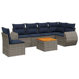 vidaXL 7 db sz&uuml;rke polyrattan kerti kanap&eacute;garnit&uacute;ra p&aacute;rn&aacute;kkal