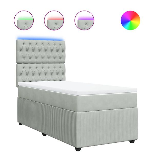 vidaXL világosszürke bársony rugós ágy matraccal 90x190 cm