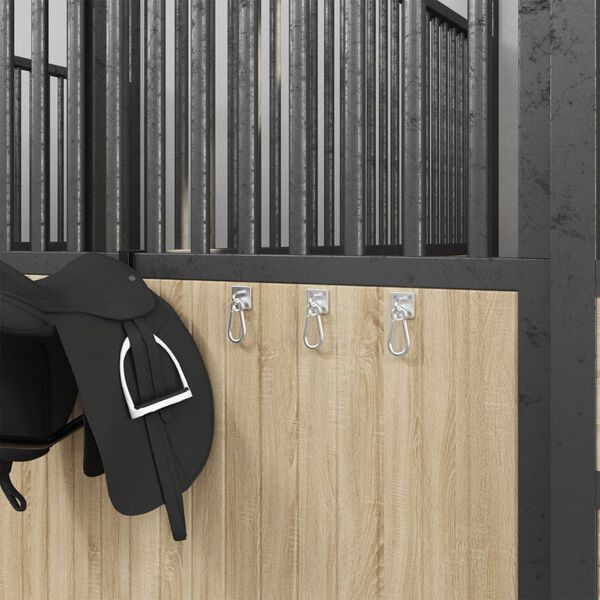 vidaXL 3 db 360°-ban forgatható ezüst acél gyűrűs lemez horoggal