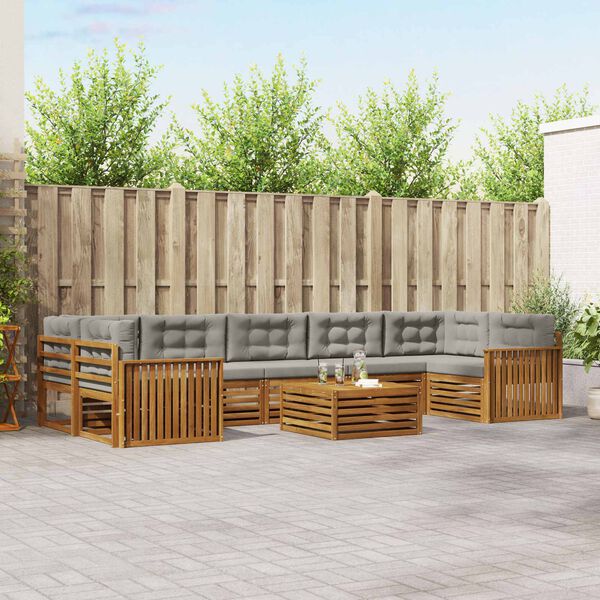 vidaXL K&uuml;lt&eacute;ri kanap&eacute; szett 8 pcs Term&eacute;szetes &eacute;s Vil&aacute;gossz&uuml;rke