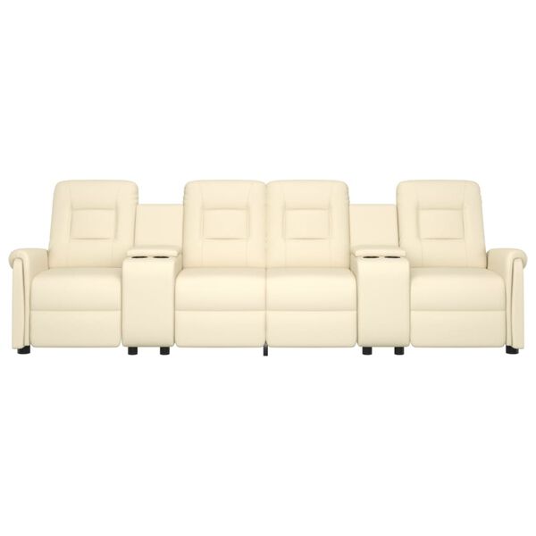 vidaXL 4 személyes krém dönthető masszázsfotel pohártartóval