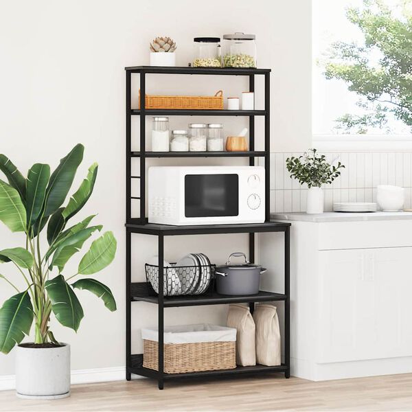 vidaXL Konyhai polc Fekete t&ouml;lgy 80 x 40 x 168 cm Faanyag