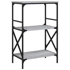 vidaXL 3 szintes sz&uuml;rke sonoma szerelt fa k&ouml;nyvespolc 56x35x90,5 cm