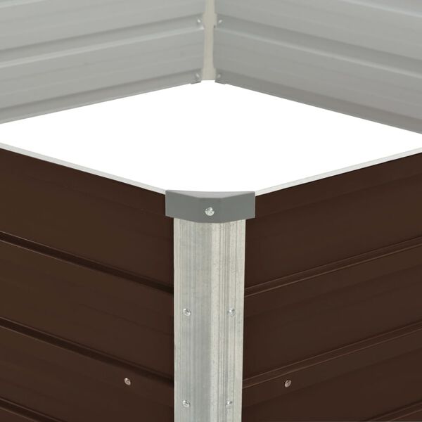 vidaXL barna kerti magaságyás horganyzott acélból 129 x 129 x 46 cm