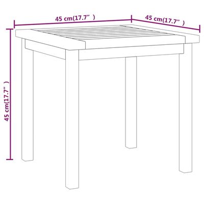 vidaXL tömör tíkfa kisasztal 45 x 45 x 45 cm