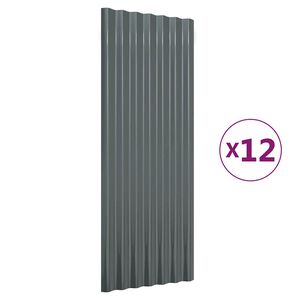 vidaXL 12 db antracitsz&uuml;rke horganyzott ac&eacute;l tetőpanel 100 x 36 cm