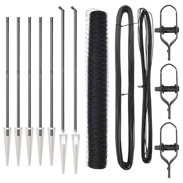 vidaXL Kerítés oszlopokkal Szürke 1.4 x 10 m PVC-bevonatos acél