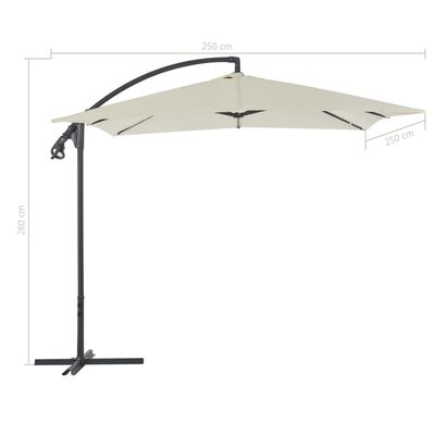 vidaXL homokszínű konzolos napernyő acélrúddal, 250 x 250 cm