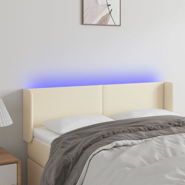 vidaXL kr&eacute;msz&iacute;nű műbőr LED-es fejt&aacute;mla 147 x 16 x 78/88 cm