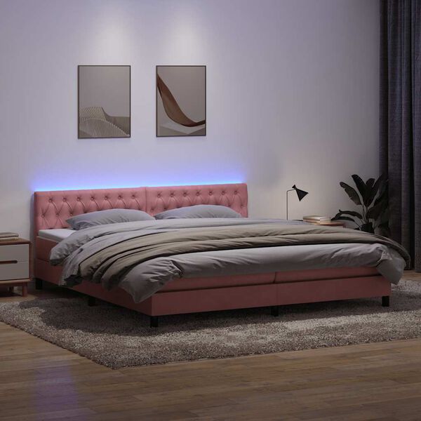 vidaXL r&oacute;zsasz&iacute;n b&aacute;rsony rug&oacute;s &eacute;s LED-es &aacute;gy matraccal 180x210 cm