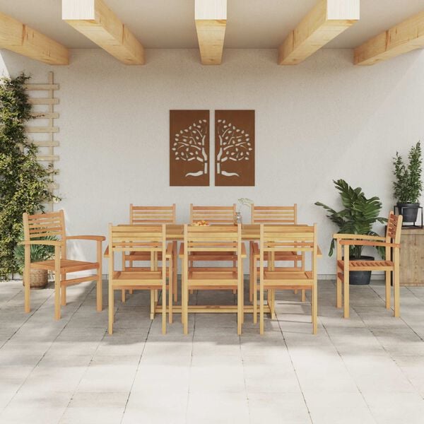vidaXL Kert &eacute;tkező szett 9 pcs Barna T&ouml;m&ouml;r Teakfa