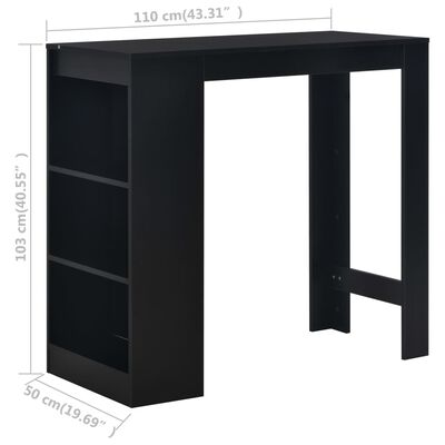 vidaXL fekete bárasztal polccal 110 x 50 x 103 cm