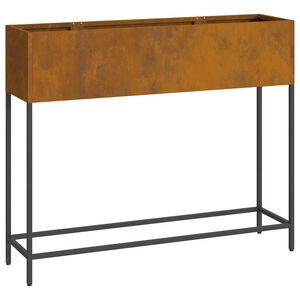 vidaXL Magas Kerti Cser&eacute;p Rozsd&aacute;s 100 x 26 x 82 cm Időj&aacute;r&aacute;s&aacute;ll&oacute; ac&eacute;l