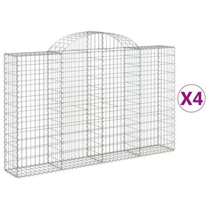 vidaXL 4 db &iacute;ves horganyzott vas gabion kos&aacute;r 200x30x120/140 cm