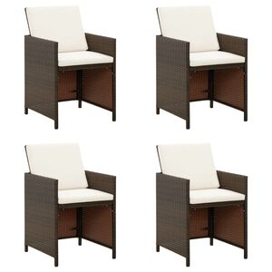 vidaXL 4 db barna polyrattan kerti sz&eacute;k p&aacute;rn&aacute;val