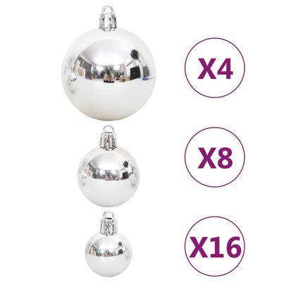 vidaXL 108 részes ezüst és fehér karácsonyi gömbszett