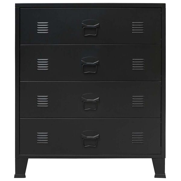 vidaXL ipari stílusú fekete fém fiókos szekrény 78 x 40 x 93 cm