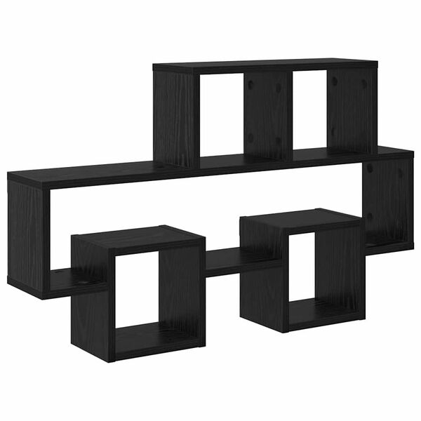 vidaXL Falpolc polcokkal tárolóval Musta tammi 82 x 15 x 51 cm Faanyag