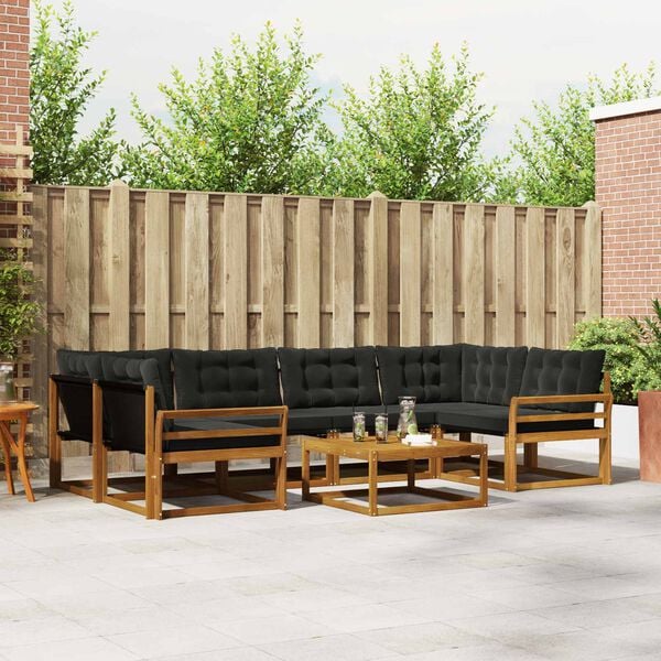 vidaXL K&uuml;lt&eacute;ri kanap&eacute; szett p&aacute;rn&aacute;val 7 pcs Term&eacute;szetes &eacute;s fekete