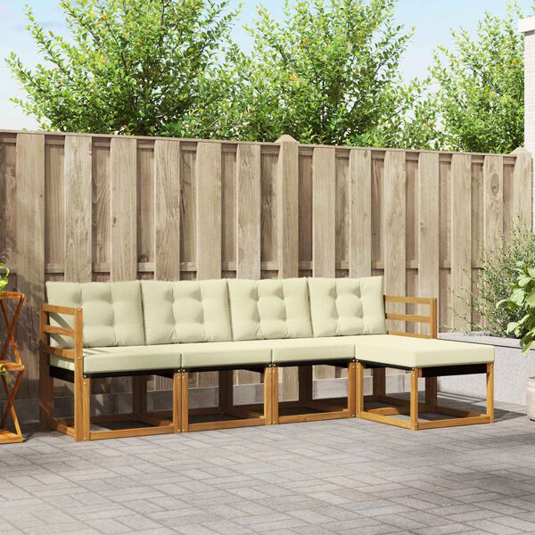 vidaXL K&uuml;lt&eacute;ri kanap&eacute; szett p&aacute;rn&aacute;val 5 pcs Term&eacute;szetes &eacute;s kr&eacute;msz&iacute;nű