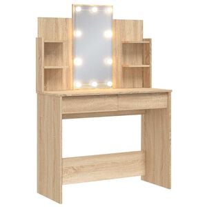 vidaXL sonoma t&ouml;lgy sz&iacute;nű f&eacute;s&uuml;lk&ouml;dőasztal LED-l&aacute;mp&aacute;kkal 96x40x142 cm