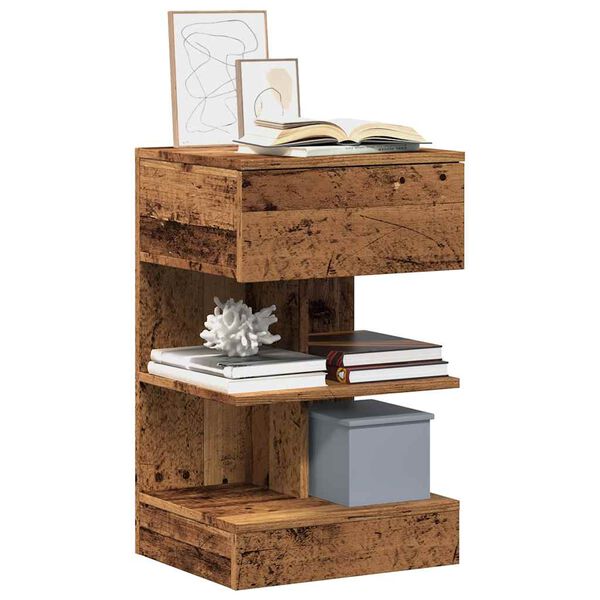 vidaXL &eacute;jjeliszekr&eacute;nyek 2 db R&eacute;gi fa 40x35x65 cm G&eacute;pes&iacute;tett fa