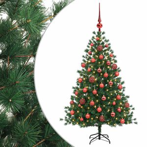 vidaXL Műkar&aacute;csonyfa g&ouml;mbbel 150 cm 150 LED Meleg feh&eacute;r PVC &eacute;s f&eacute;m