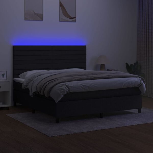 vidaXL fekete sz&ouml;vet rug&oacute;s &eacute;s LED-es &aacute;gy matraccal 180 x 200 cm