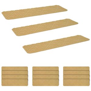 vidaXL L&eacute;pcsőszőnyegek 15 db 76 x 20 cm B&eacute;zs Poli&eacute;szter N&eacute;gysz&ouml;gletes