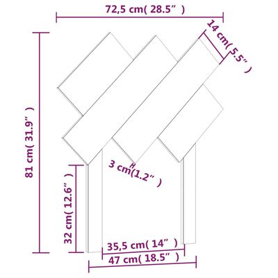 vidaXL szürke tömör fenyőfa ágyfejtámla 72,5x3x81 cm
