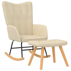 vidaXL krémszínű szövet hintaszék szék zsámollyal