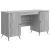 vidaXL Asztal polcokkal Sz&uuml;rke Sonoma 142,5 x 50 x 75 cm Szerelt Fa