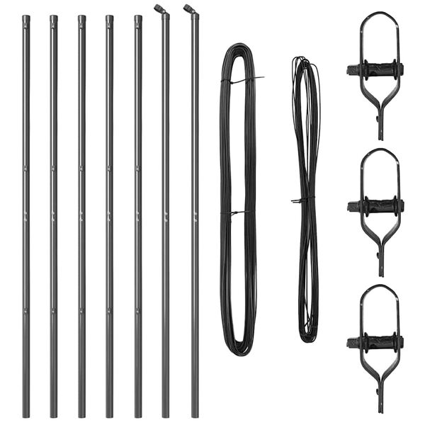 vidaXL Kerítoszlopok 7 pcs Szürke Ø32mm 150 cm Horganyzott acél