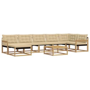 vidaXL K&uuml;lt&eacute;ri kanap&eacute; szett 8 db Feh&eacute;r &eacute;s B&eacute;zs T&ouml;m&ouml;r Ak&aacute;cfa