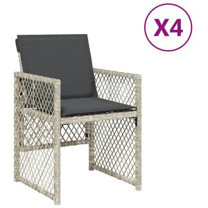 vidaXL 4 db vil&aacute;gossz&uuml;rke polyrattan kerti sz&eacute;k p&aacute;rn&aacute;val
