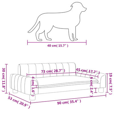 vidaXL fekete műbőr kutyaágy 90 x 53 x 30 cm