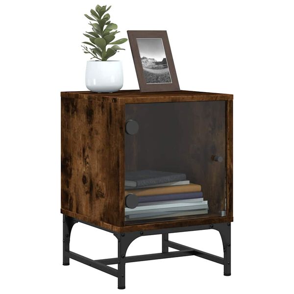 vidaXL f&uuml;st&ouml;s t&ouml;lgy sz&iacute;nű &eacute;jjeliszekr&eacute;ny &uuml;vegajt&oacute;val 35 x 37 x 50 cm