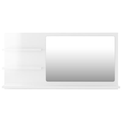 vidaXL magasfényű fehér forgácslap fürdőszobai tükör 90 x 10,5 x 45 cm