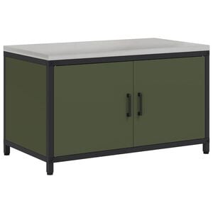 vidaXL Konyhai t&aacute;rol&oacute;szekr&eacute;ny HATTEM Olajz&ouml;ld 90 x 50 x 53 cm Ac&eacute;l