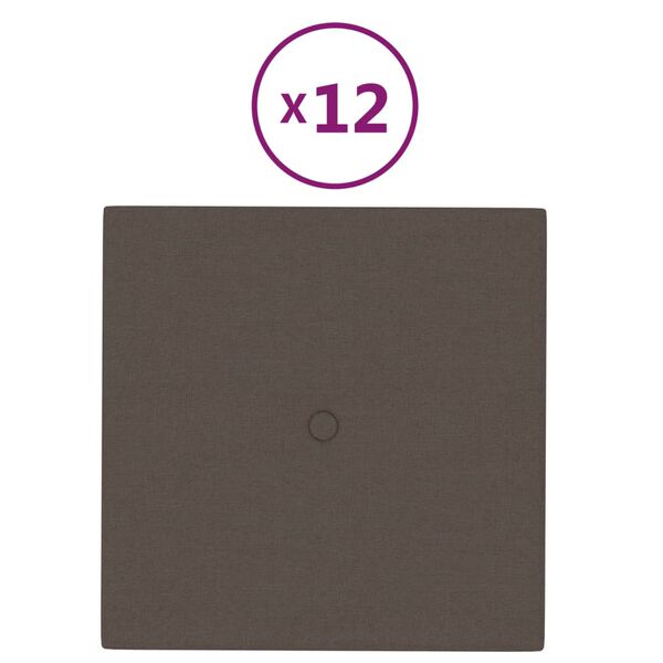 vidaXL 12 db t&oacute;psz&iacute;nű sz&ouml;vet fali panel 30 x 30 cm 1,08 m&sup2;