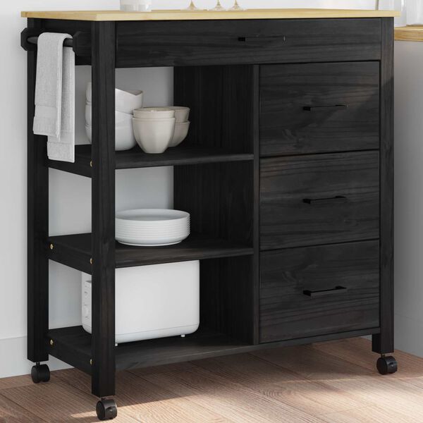 vidaXL Konyhai kocsi Fekete