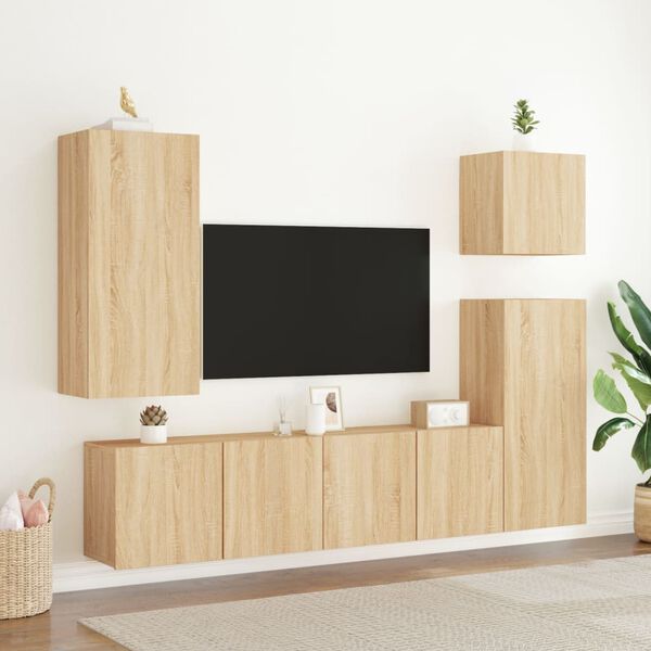 vidaXL 2 db sonoma t&ouml;lgy sz&iacute;nű fali TV-szekr&eacute;ny 80 x 30 x 41 cm