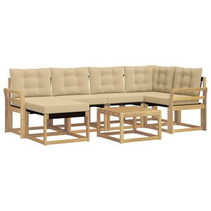 vidaXL K&uuml;lt&eacute;ri kanap&eacute; szett p&aacute;rn&aacute;val 7 pcs Feh&eacute;r &eacute;s B&eacute;zs