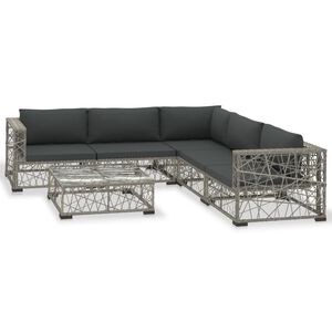 vidaXL 6-r&eacute;szes sz&uuml;rke polyrattan kerti b&uacute;torszett p&aacute;rn&aacute;kkal