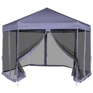 vidaXL s&ouml;t&eacute;tk&eacute;k hatsz&ouml;gletű felugr&oacute; pavilon 6 oldalfallal 3,6 x 3,1 m