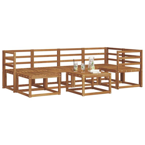 vidaXL K&uuml;lt&eacute;ri kanap&eacute; szett 7 pcs Term&eacute;szetes T&ouml;m&ouml;r Ak&aacute;cfa