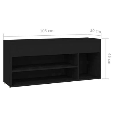 vidaXL fekete forgácslap cipőtároló pad 105 x 30 x 45 cm