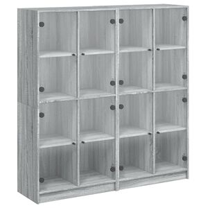 vidaXL sz&uuml;rke sonoma szerelt fa k&ouml;nyvespolc ajt&oacute;kkal 136x37x142 cm