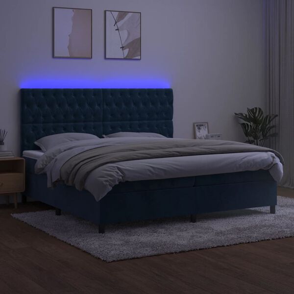 vidaXL s&ouml;t&eacute;tk&eacute;k b&aacute;rsony rug&oacute;s &eacute;s LED-es &aacute;gy matraccal 200x200 cm