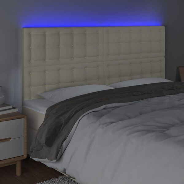vidaXL kr&eacute;msz&iacute;nű műbőr LED-es fejt&aacute;mla 160x5x118/128 cm